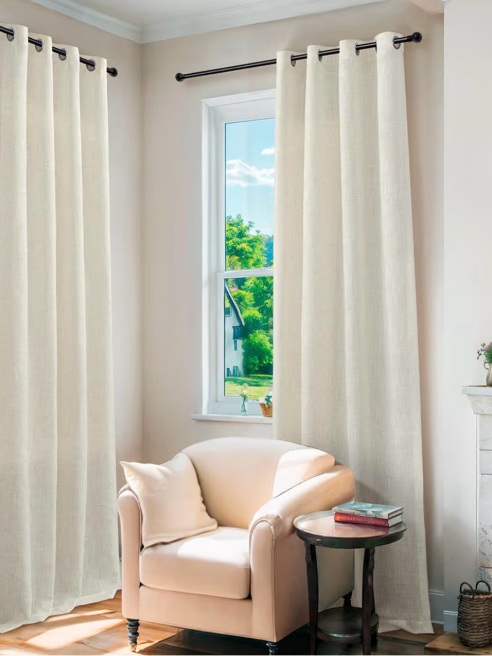 New in package Linen look (2) curtains 54x82